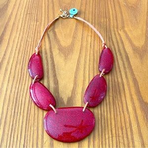 Statement new resin red necklace
